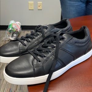 Black leather sneakers